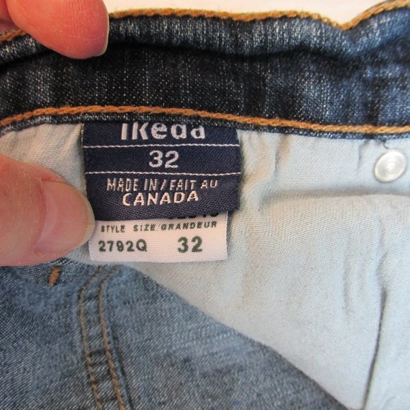 Ikeda Straight-Leg High-Rise 1990s Dark-Wash Blue Jeans Size 32 *no back patch* - Picture 5 of 10